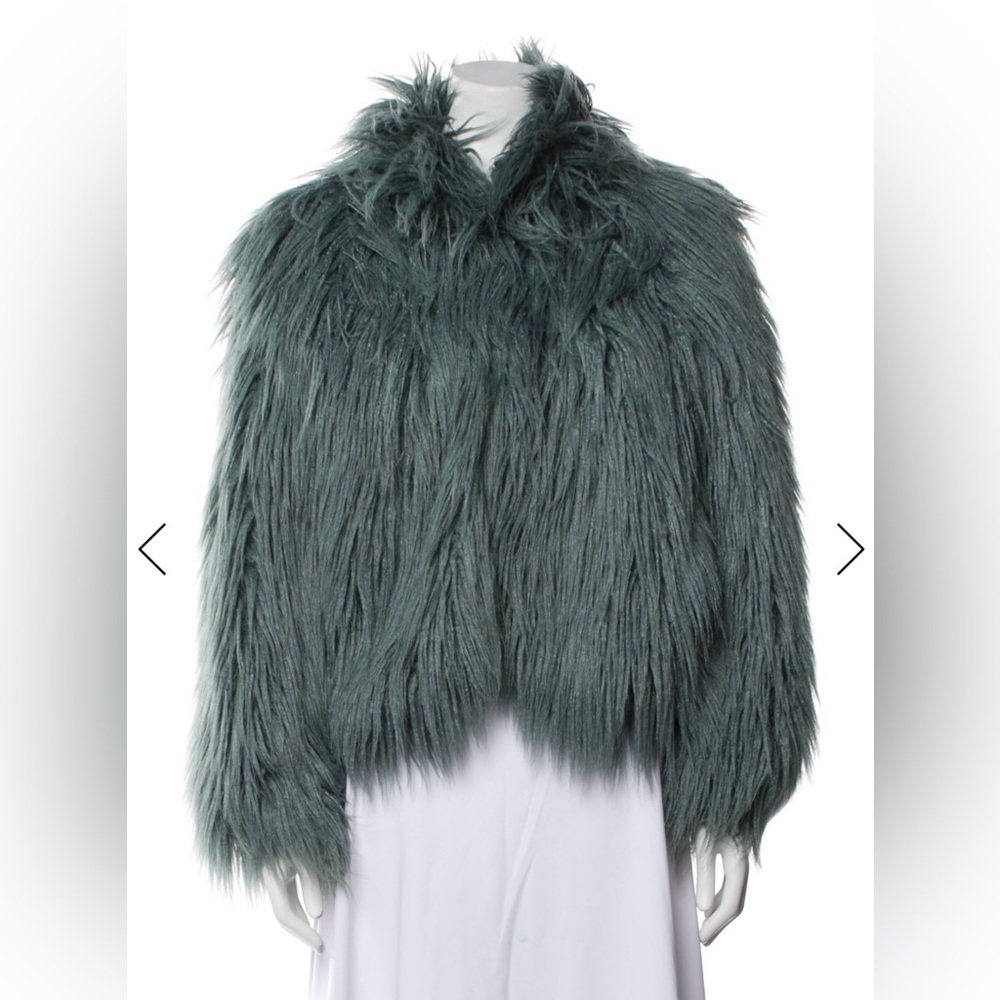 Donna Salyers Fabulous Dark Green Faux Fur Jacket - size M - Picture 6 of 8
